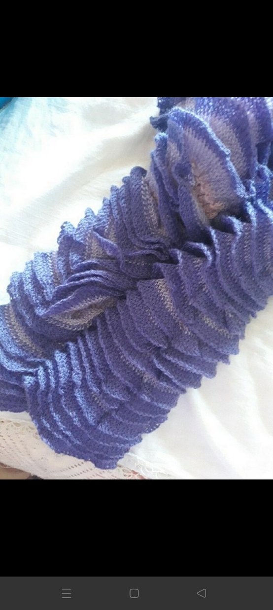 Mor Fırfırlı Triko Kadın Şal - Görsel 2