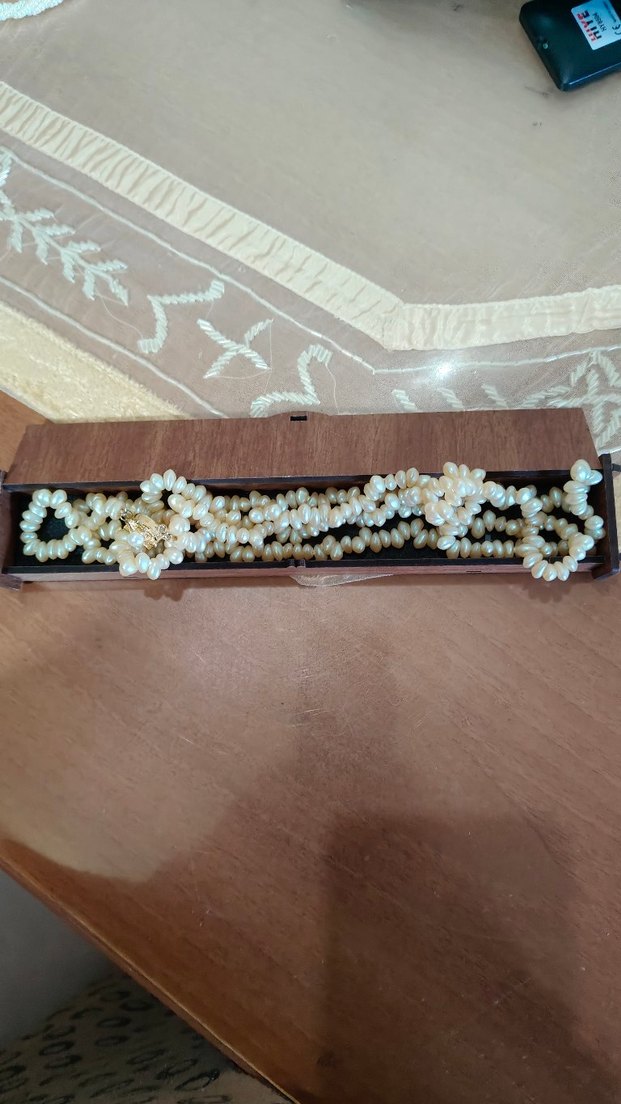 Uzun Beyaz Boncuklu Vintage Kadın Kolye - Görsel 5