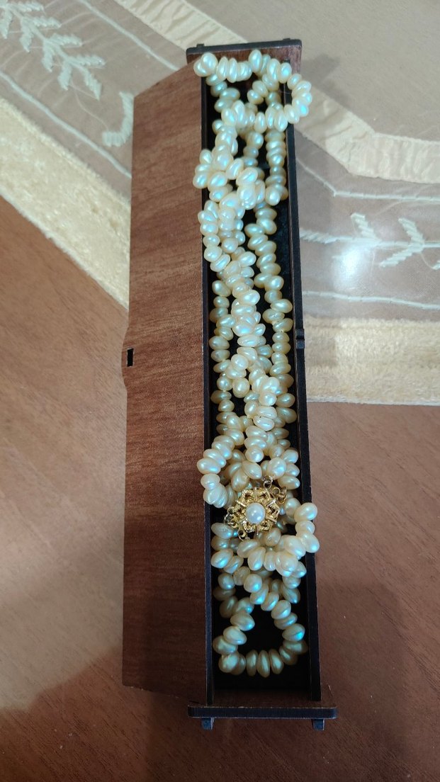 Uzun Beyaz Boncuklu Vintage Kadın Kolye - Görsel 4