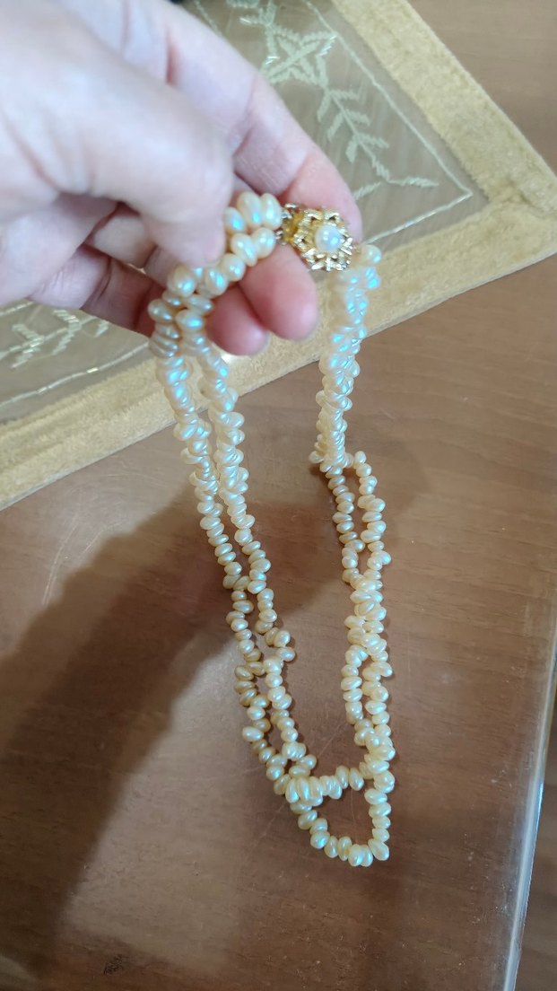 Uzun Beyaz Boncuklu Vintage Kadın Kolye - Görsel 3