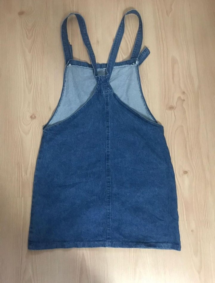 Kadın Mavi Kot Askılı Salopet Elbise - Görsel 3