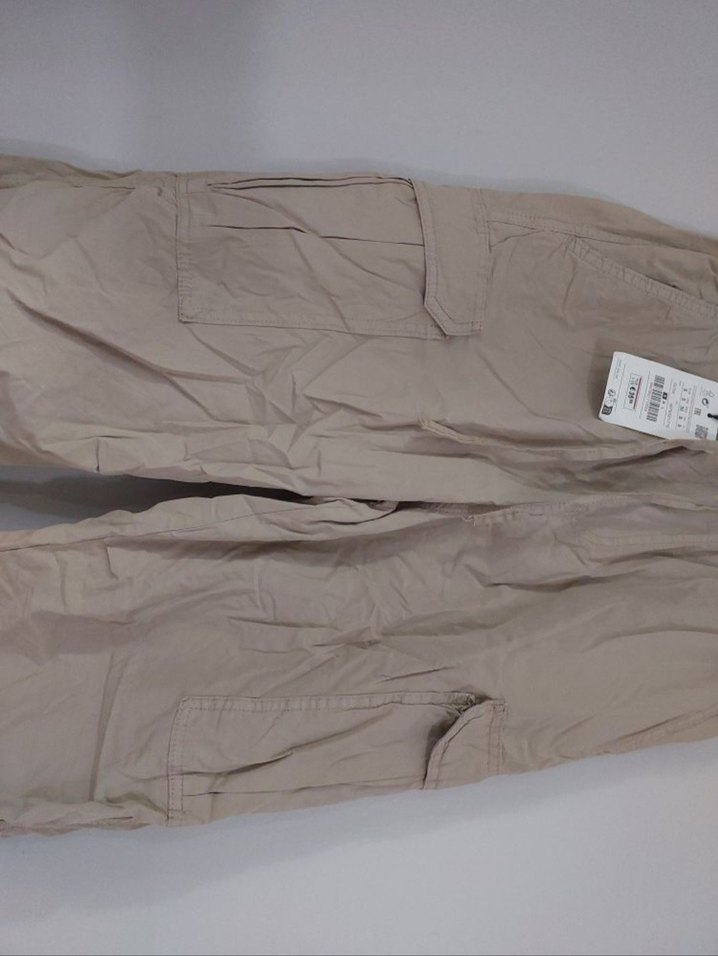 Pull&Bear Bej Renk Paraşüt Pantolon - Görsel 5