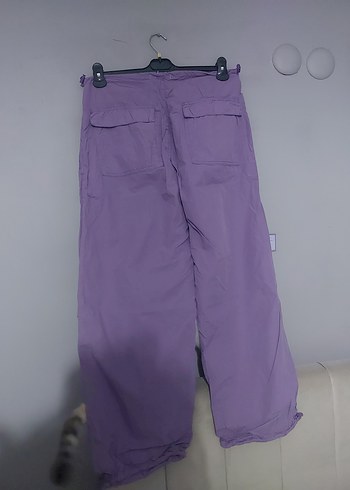 Mor/Koyu Lila Renk Paraşüt KumaşKadın Pantolon - Görsel 2