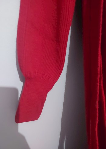 Kemerli, Kırmızı Uzun Kollu Kadın Elbise - Görsel 3