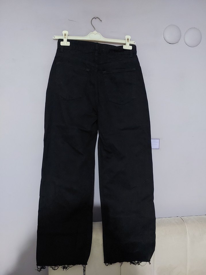 Siyah Midi Boy Kadın Denim Pantolon - Görsel 3