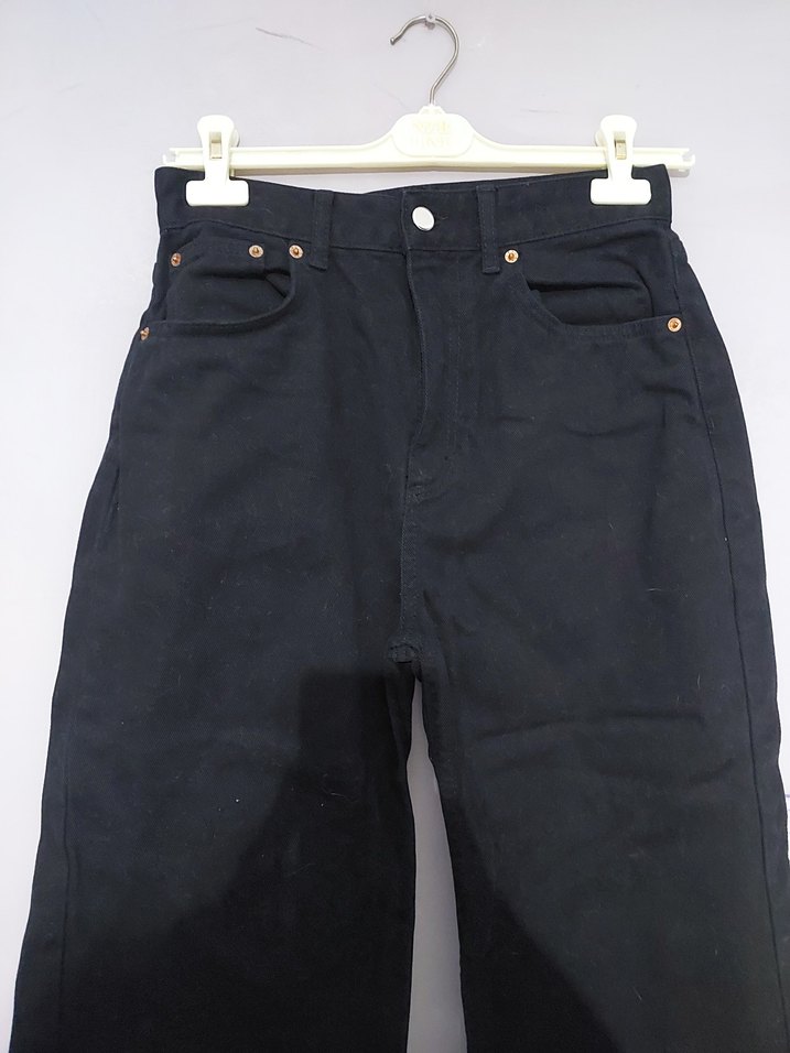 Siyah Midi Boy Kadın Denim Pantolon - Görsel 2