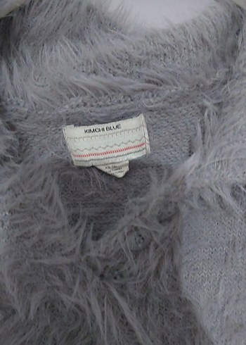 Gri Kısa Kollu Kürklü Kadın Bluz - Görsel 2