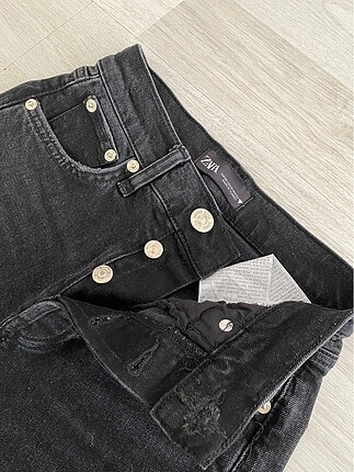 xs Beden siyah Renk Zara siyah düğmeli jean
