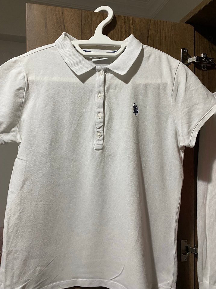 Kadın Beyaz Kısa Kollu Polo Tişört l beden - Görsel 2