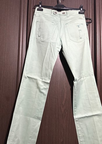 Beli Kemerli Yeşil Midi Denim Kadın Pantolon - Görsel 2