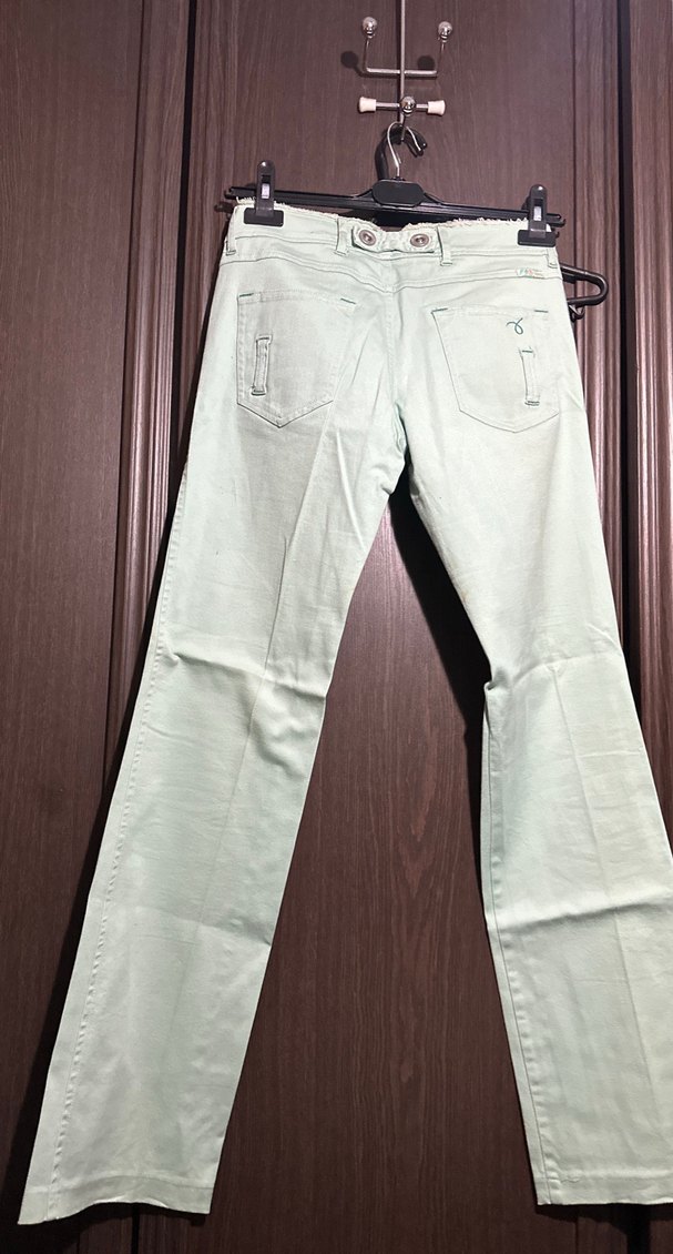 Beli Kemerli Yeşil Midi Denim Kadın Pantolon - Görsel 2