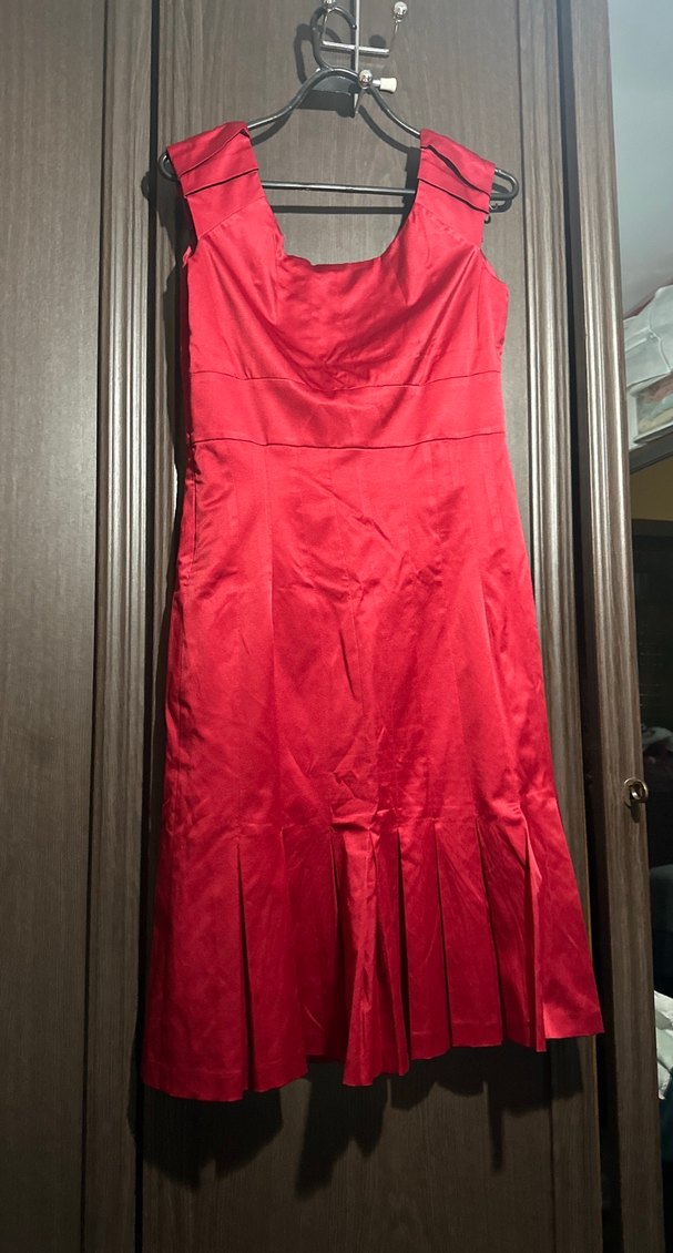 Kırmızı  Pilili Uzun Abiye Elbise - Görsel 2