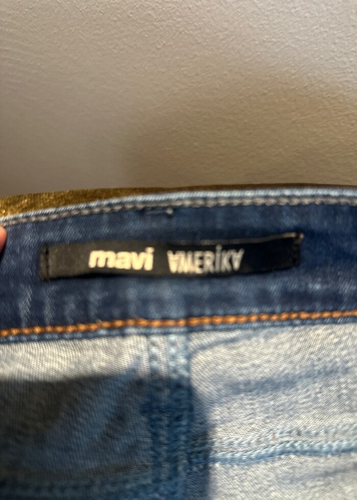 Mavi belmuda  kot şort - Görsel 4