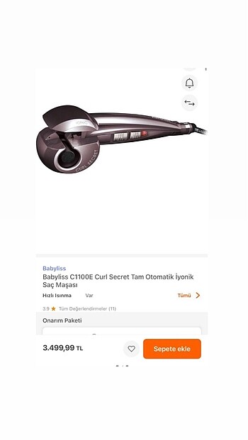  Beden Renk Babyliss otomatik saç maşası