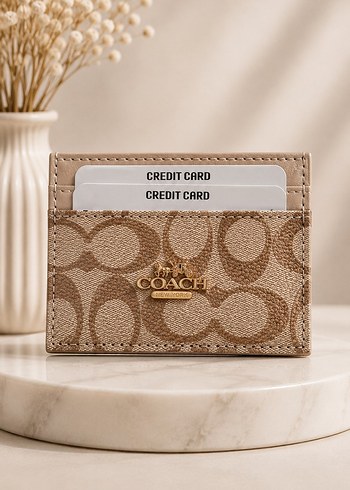 Coach Bej Monogramli İnce Kartlik
