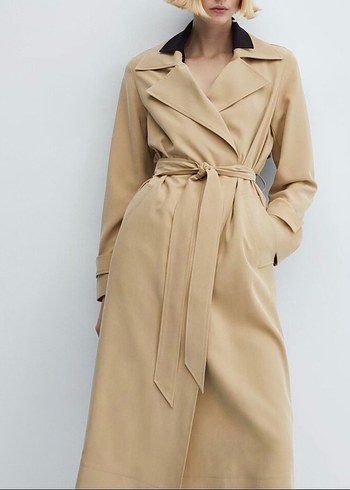 Bej Kemerli mango Trençkot - Görsel 3