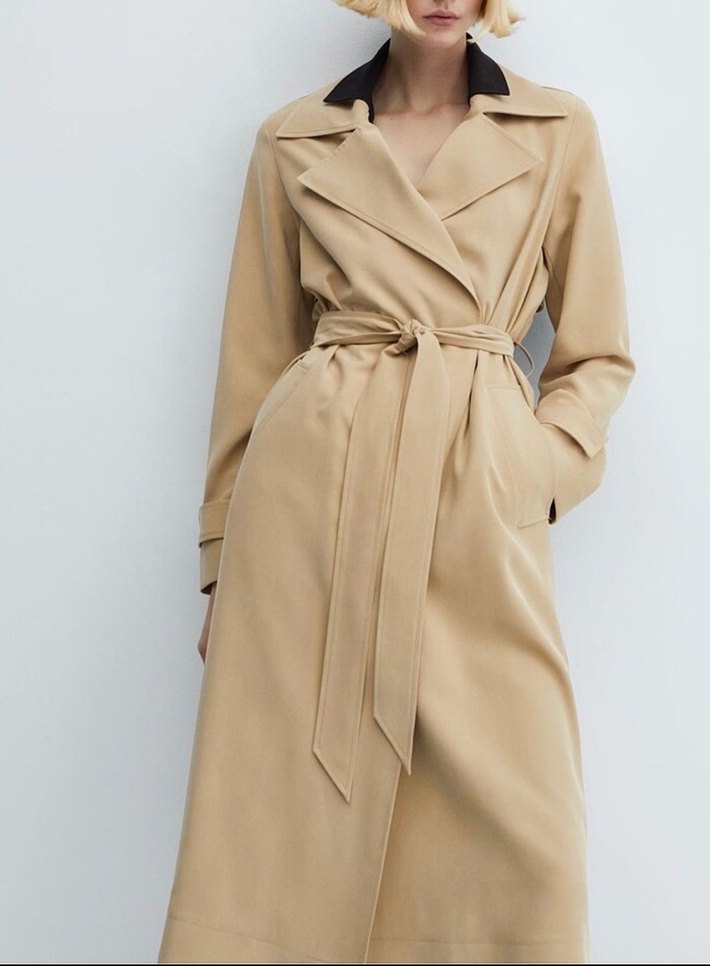 Bej Kemerli mango Trençkot - Görsel 3