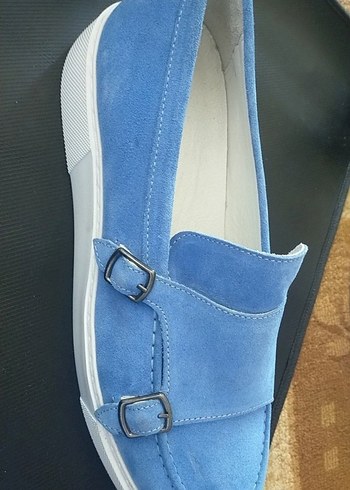 Mavi Süet orjinal erkek ayakkabı - Görsel 4