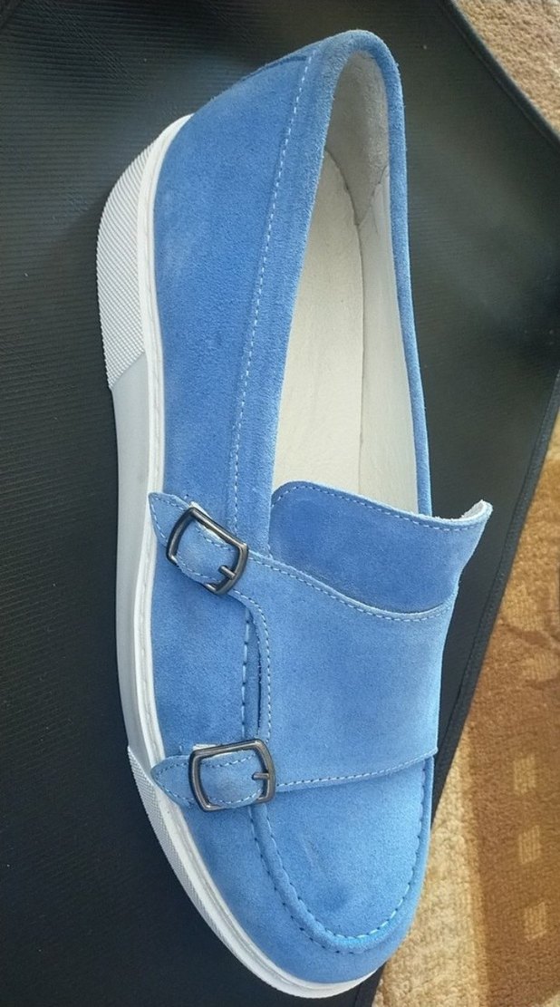 Mavi Süet orjinal erkek ayakkabı - Görsel 4