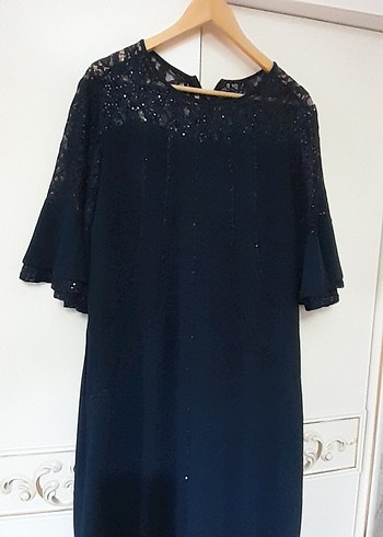 Lilas xxl marka dantel Lacivert  Elbise - Görsel 3