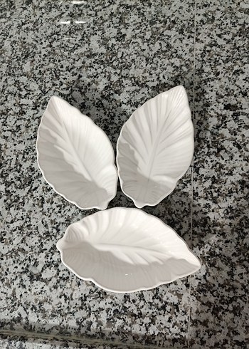 Bohem Yaprak Desenli Beyaz Tabak Seti - Görsel 2