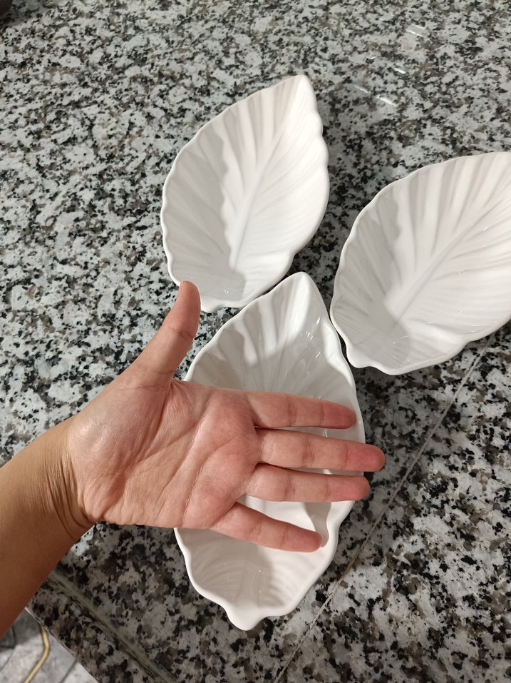 Bohem Yaprak Desenli Beyaz Tabak Seti - Görsel 4