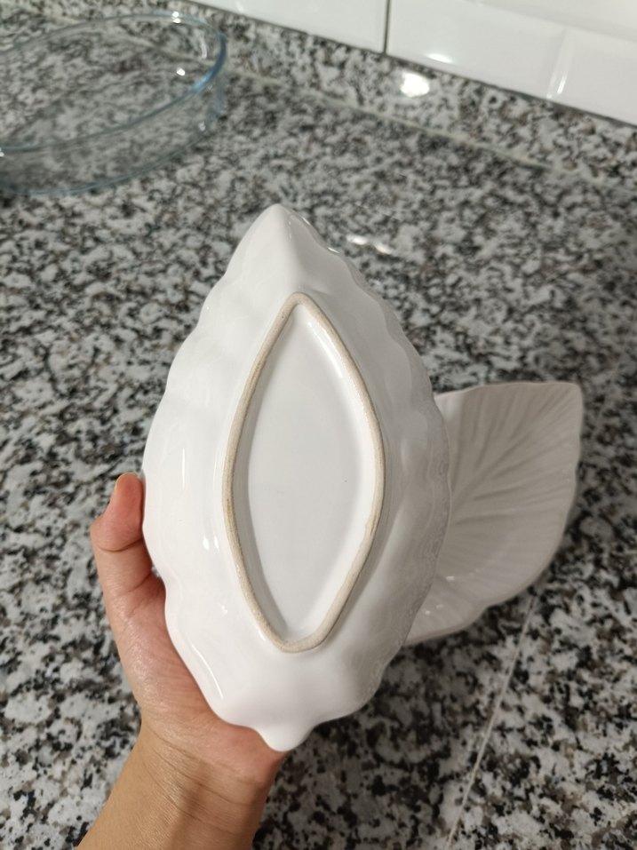 Bohem Yaprak Desenli Beyaz Tabak Seti - Görsel 3