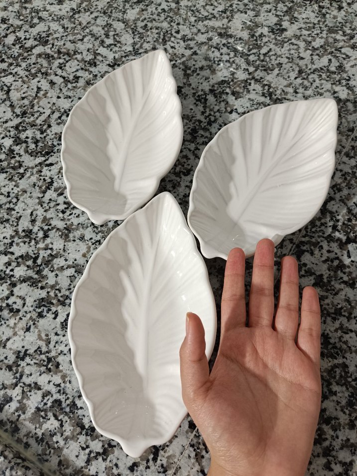 Bohem Yaprak Desenli Beyaz Tabak Seti - Görsel 5