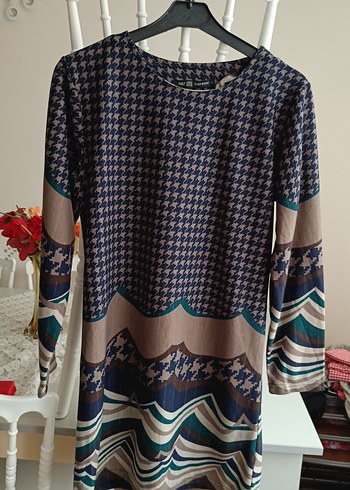 Desenli Uzun Kollu Bohem Kadın Tunik - Görsel 3