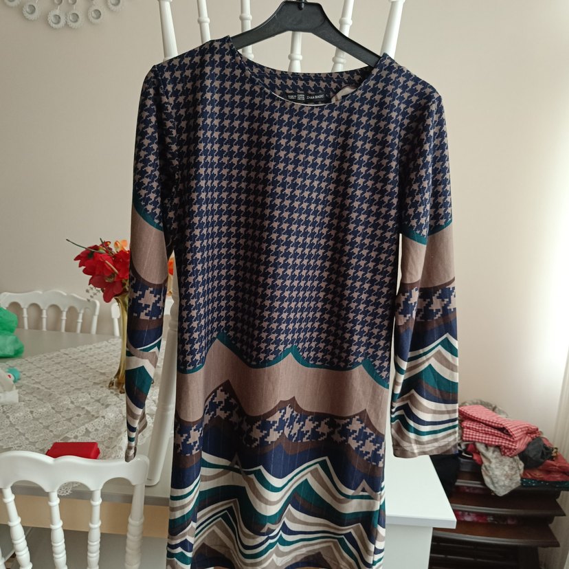 Desenli Uzun Kollu Bohem Kadın Tunik - Görsel 3