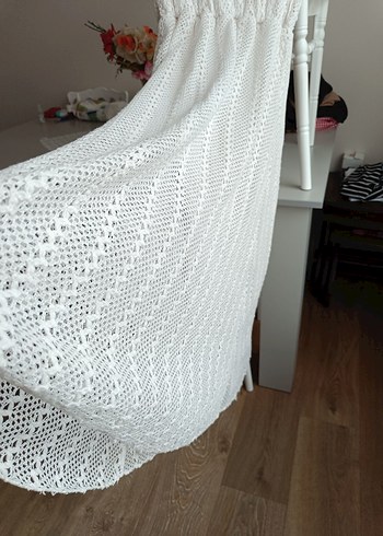 Dantel Detaylı Beyaz Uzun Bohem Elbise - Görsel 6