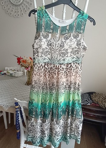 Bohem Çok Renkli Dantel Detaylı Mini Elbise - Görsel 4