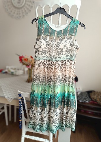 Bohem Çok Renkli Dantel Detaylı Mini Elbise - Görsel 2