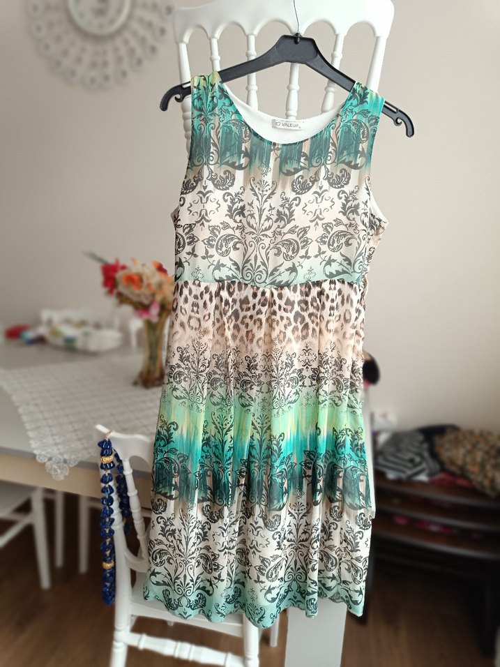 Bohem Çok Renkli Dantel Detaylı Mini Elbise - Görsel 2