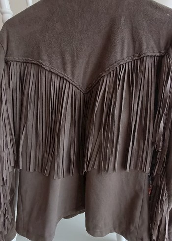 Kemerli Kadın nubuk Ceket, Kısa Kesim, Bohem - Görsel 3