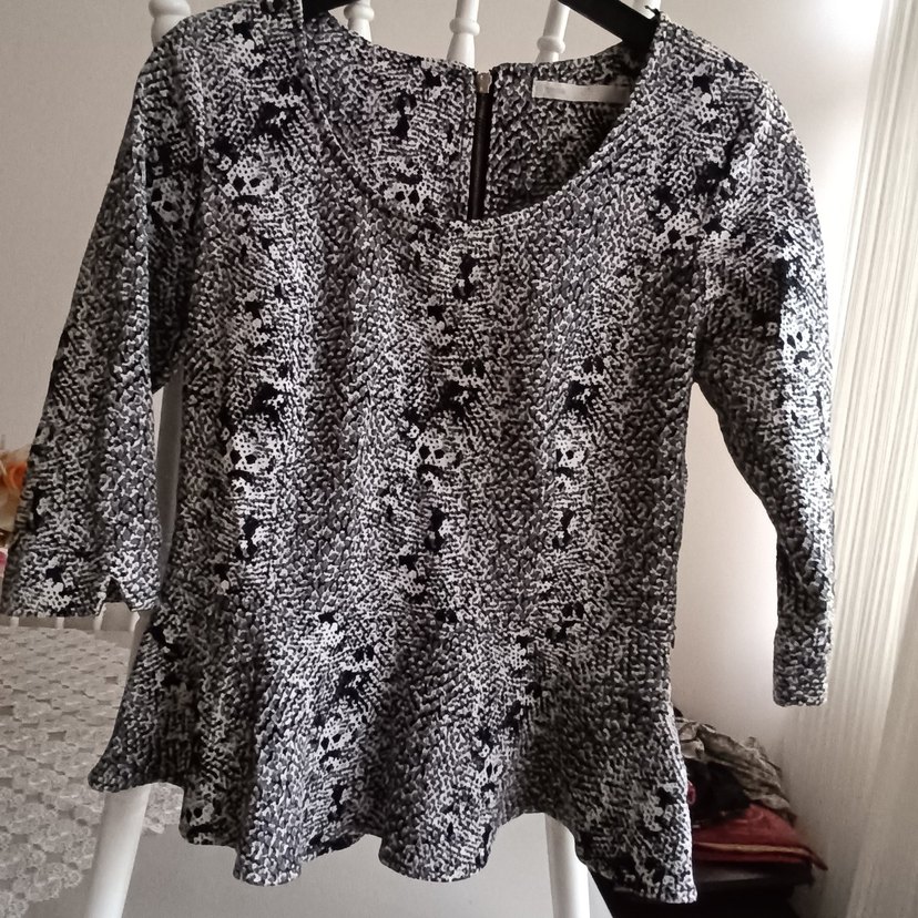 Gri Yılan Desenli harika mali var fakir Kollu Bluz - Görsel 2