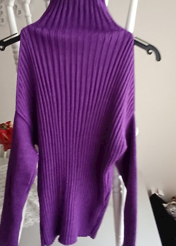 Mor Boğazlı Örgü Kadın Kazak - Görsel 4