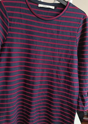 Bordo Çizgili Midi Kadın Elbise tunik olarakta kullanilir - Görsel 3