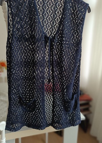 Lacivert Örgü Bohem Kadın Yelek - Görsel 2