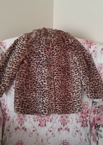 Kız Çocuk Leopar Desenli Kürklü Ceket