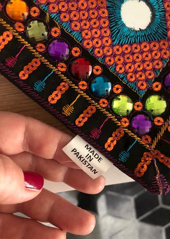 Boncuk İşlemeli Renkli Bohem Kadın Çapraz Çanta - Görsel 4