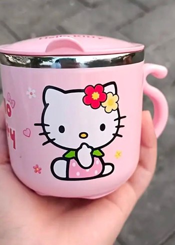 Hello Kitty Hello Kitty Kapaklı Pembe Çelik Kupa