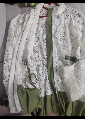 Dantel Detaylı Bohem Beyaz Kadın Ceket - Görsel 5