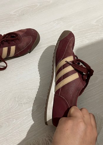 Bordo Adidas Süet Bağcıklı Günlük Spor Ayakkabı - Görsel 2