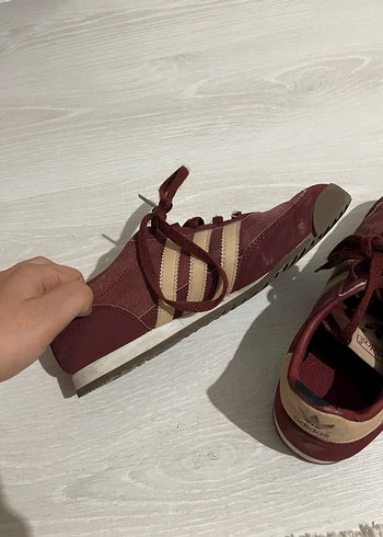 Bordo Adidas Süet Bağcıklı Günlük Spor Ayakkabı - Görsel 3