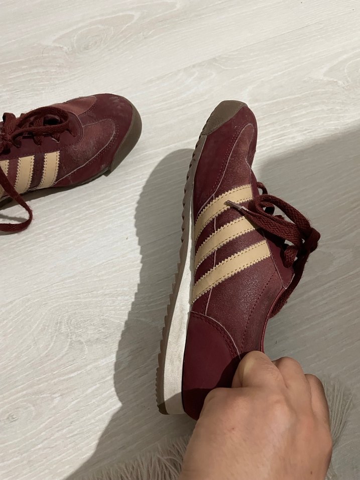 Bordo Adidas Süet Bağcıklı Günlük Spor Ayakkabı - Görsel 2