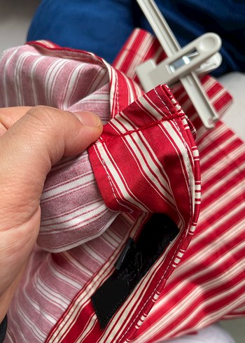 Kırmızı Çizgili Pilili Uzun Etek - Görsel 3