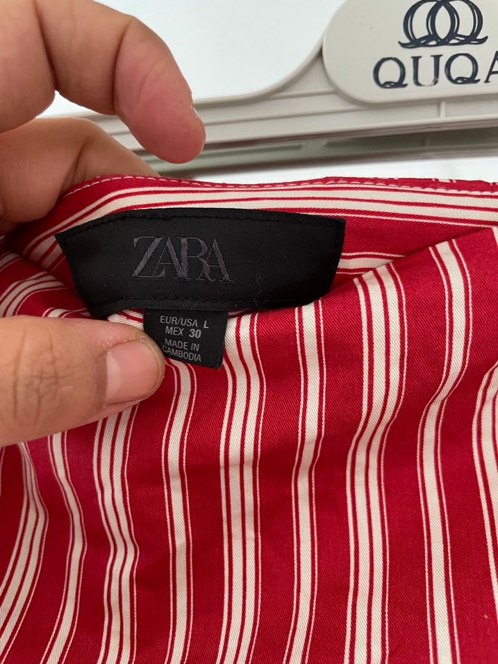 Kırmızı Çizgili Pilili Uzun Etek - Görsel 2