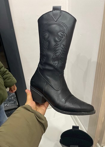 Siyah Deri Dizüstü Kadın Botlar - Görsel 5