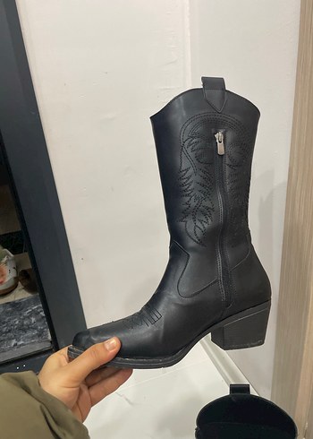 Siyah Deri Dizüstü Kadın Botlar - Görsel 4